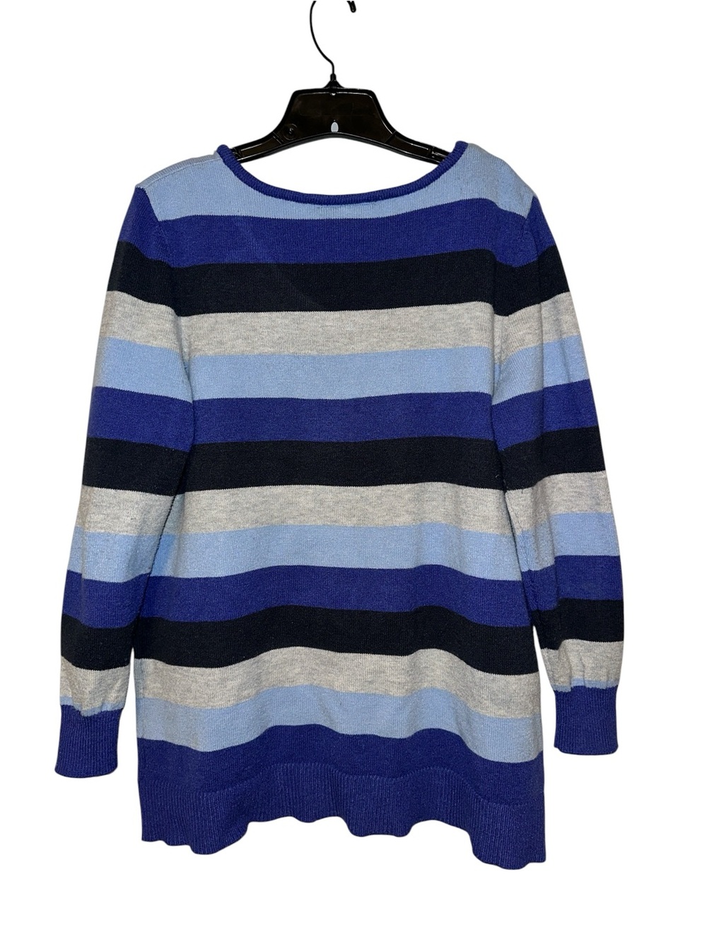 Lane Bryant Black, Royal, Gray & Light Blue Striped V-Neck Sweater 14/16 XL - Picture 2 of 4